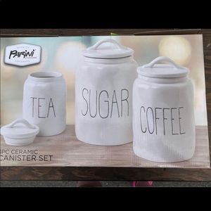 Sugar and tea ceramic canisters new never used